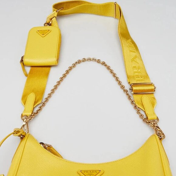 Prada Sole Yellow Saffiano Leather 2005 Re-Edition Shoulder Bag 1BH204 - Picture 12 of 12
